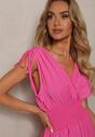 Rochie roz cu elastic în talie și umeri goi Cinnia