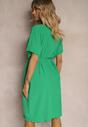 Rochie Verde cu Cutie Junolia Legată în Talie
