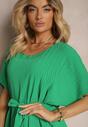 Rochie Verde cu Cutie Junolia Legată în Talie