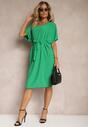 Rochie Verde cu Cutie Junolia Legată în Talie