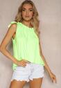 Tricou Verde Deschis fără Mâneci cu Elastic la Decolteu Dimory