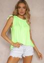Tricou Verde Deschis fără Mâneci cu Elastic la Decolteu Dimory