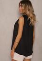 Tricou negru fără mâneci cu elastic la decolteu Dimory