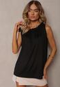 Tricou negru fără mâneci cu elastic la decolteu Dimory