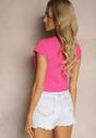 Fucsia cu Dungi Tricou cu Mânecă Scurtă Opolia