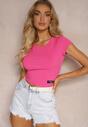 Fucsia cu Dungi Tricou cu Mânecă Scurtă Opolia