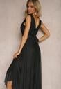 Rochie Neagră de Cocktail cu Tul Elastar Fără Mâneci