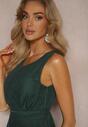 Rochie de cocktail verde cu tul și elastic fără mâneci