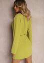 Rochie Verde Deschis Croi Cambrat Nasturi Elastic Talie Dimmara