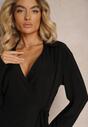 Rochie Neagră cu Decolteu Tip Poștaș cu Șnur în Talie Rhilea