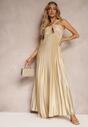 Rochie asimetrică bej plisată pe un umăr cu elastic în talie Elashay