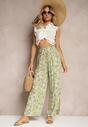 Pantaloni largi verde deschis din bumbac cu elastic în talie Axnalia