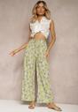 Pantaloni largi verde deschis din bumbac cu elastic în talie Axnalia