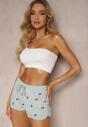 Bleumarin Casual Pantaloni Scurți din Bumbac Talie Înaltă Elastică în Talie Uantia
