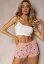 Scurți Roz Casual Bumbac Talie Înaltă Elastic În Talie Uantia