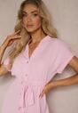 Rochie Cămașă Roz Deschis cu Mânecă Scurtă Yasminine