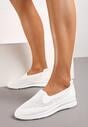 Tenisi Albi Platforma Slip-on cu Perforatii Decorative Elajames