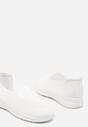 Tenisi Albi Platforma Slip-on cu Perforatii Decorative Elajames