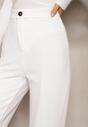 Pantaloni eleganți albi cu talie înaltă croi larg cu viscoză și crăpături Yurlea