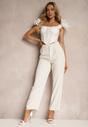 Bej Elegante Pantaloni Țigaretă cu Crapă Largă Vonlea