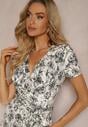 Salopeta Alb-Negru cu Decolteu Triunghiular și Pantaloni Lungi cu Imprimeu Floral Nestabell