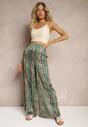 Pantaloni verzi palazzo cu sclipici și elastic în talie Hinlea