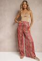 Pantaloni Roșii Palazzo cu Paiete și Elastic în Talie Hinlea