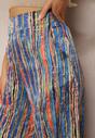 Bleumarin-Portocaliu Pantaloni Stil Palazzo Decorat Paiete Elastic Talie Hinlea