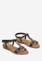 Sandale Negre Slip-On cu Elastic pe Călcâi Decorate cu Aplicații și Pietre Testiana
