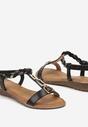 Sandale Negre Slip-On cu Elastic pe Călcâi Decorate cu Aplicații și Pietre Testiana