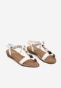 Sandale Albe Slip-On cu Bandă Elastică pe Călcâi Decorate cu Aplicație și Pietre Strass Testiana