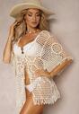 Bluză bej deschis croșetată în stil Boho din bumbac Elataya