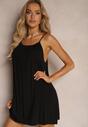 Rochie Neagră Casual Din Viscoză Cu Croi Drept Cu Bretele Reglabile Wilantia