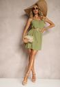 Rochie casual verde din viscoză cu croială dreaptă cu bretele reglabile Wilantia