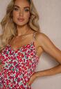 Rochie Fucsia din Viscoză cu Decolteu în Creţuri pe Bretele Ornată cu Nasturi Dimalle
