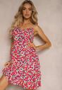 Rochie Fucsia din Viscoză cu Decolteu în Creţuri pe Bretele Ornată cu Nasturi Dimalle