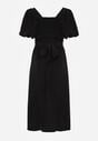 Czarna Wiskozowa Sukienka o Rozkloszowanym Kroju z Wycięciem na Plecach i Wiązaniem Dimiella