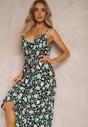 Rochie Viscoză Neagră-Albastră cu Elastic și Bretele Reglabile cu Imprimeu Floral Abcolia