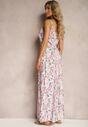 Rochie Roz Viscoză cu Elastic și Bretele Reglabile cu Imprimeu Floral Abcolia