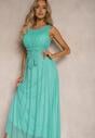 Rochie de cocktail albastru deschis cu fusta de tulle fără mâneci Elastar