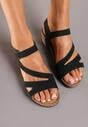 Sandale negre cu platformă cu barete decorative cu velcro Vikimina