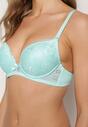 Sutien Push-Up din dantelă cu cupe rigide și decorațiuni Ellalli de culoare mentă