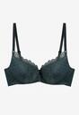 Sutien din dantelă verde închis cu efect push-up Dimettra