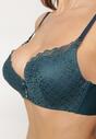 Sutien din dantelă verde închis cu efect push-up Dimettra