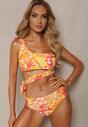 Bikini Galben Sutien Asimetric cu Legare Sub Sâni Chilot Tip Figi Renesta