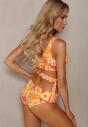 Bikini Galben Sutien Asimetric cu Legare Sub Sâni Chilot Tip Figi Renesta