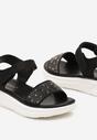 Sandale Negre cu Talpă Groasă cu Închidere Velcro Împodobite cu Pietre Strass Tristana