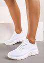 Białe Sportowe Sneakersy ze Sznurowaniami i Cholewką w Skarpetkowym Stylu Beris