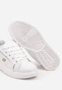 Białe Sneakersy Sportowe z Imitacji Skóry ze Sznurowaniami i Metalicznymi Aplikacjami Rispa