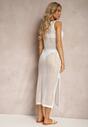 Rochie Bodycon Albă de Plajă Bevantia cu Pelernă și Dantelă